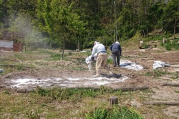 消石灰や堆肥で土づくりをしています
