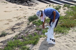 砂浜の清掃