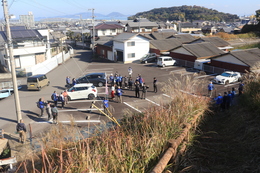 平賀北西部地区に到着(ホームページ委員会撮影) 平賀北西部地区に到着